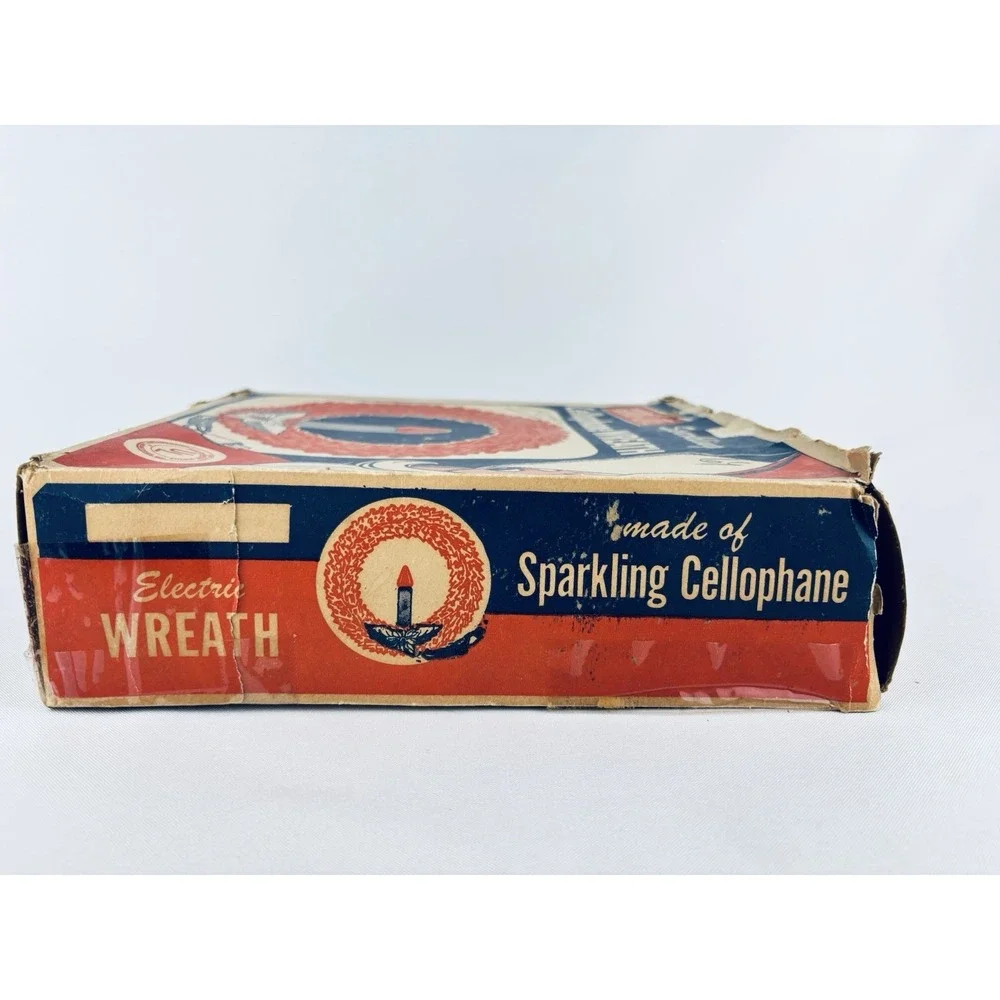 Vintage Good-Lite Electric Wreath of Red Sparkling Cellophane‎ Light Christmas
